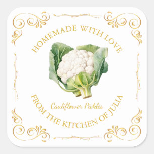 Vintage Homemade Cauliflower Pickle Square Label