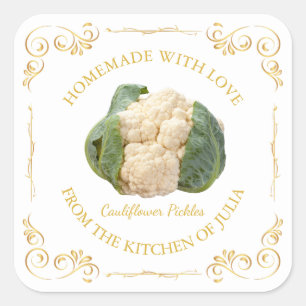 Vintage Homemade Cauliflower Pickle Square Label