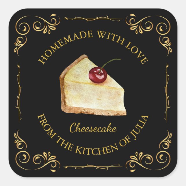 Vintage Homemade Cheesecake Square Label (Front)