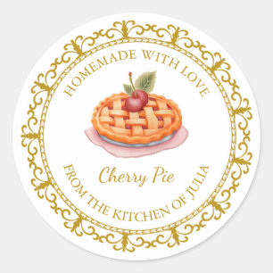 Vintage Homemade Cherry Pie Label l White