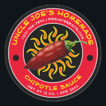 Vintage Homemade Chipotle Sauce Label Template<br><div class="desc">Easily create and customise labels for your products with this template. The jalapeno graphic was derived from antique seed catalogues. There are also graphics of cherries, strawberries, and pears in hidden layers of this template. You can easily replace these centre graphics with you own logo. You can adjust the colour...</div>