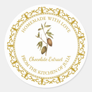 Vintage Homemade Chocolate Extract Label l White