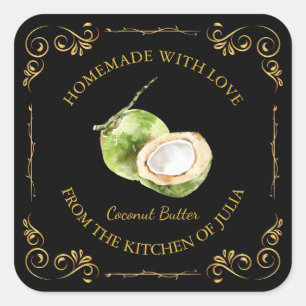 Vintage Homemade Coconut Butter Square Label
