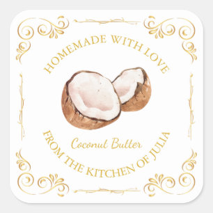 Vintage Homemade Coconut Butter Square Label