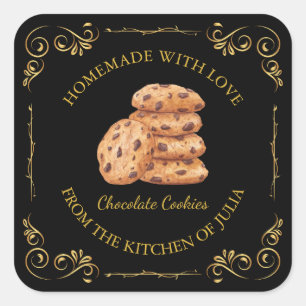 Vintage Homemade Cookies Square Label l Black