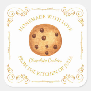 Vintage Homemade Cookies Square Label l White