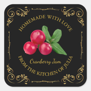 Vintage Homemade Cranberry Jam Square Label