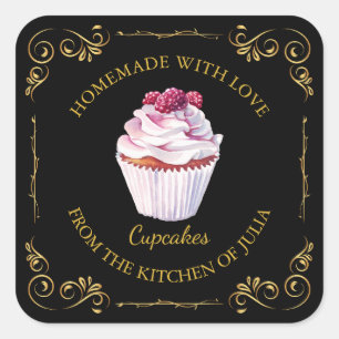 Vintage Homemade Cupcake Square Label