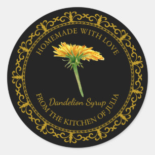 Vintage Homemade Dandelion Syrup Label l Black