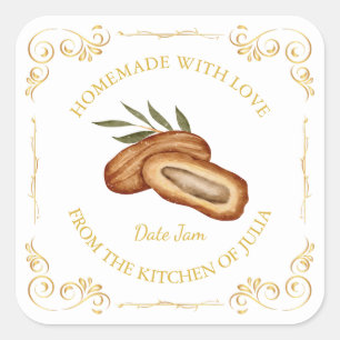 Vintage Homemade Date Jam Square Label