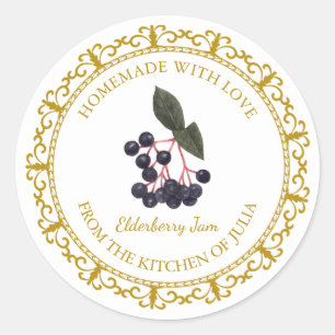 Vintage Homemade Elderberry Jam Label l White