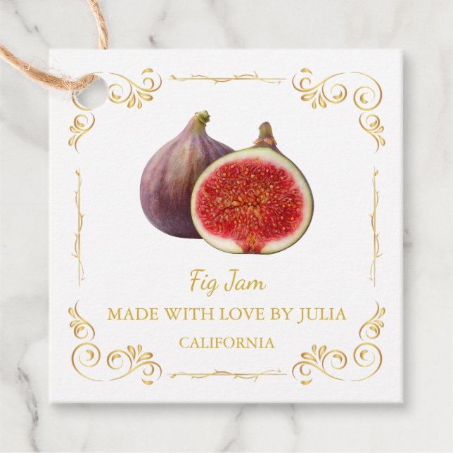 Vintage Homemade Fig Jam Square Hang Tag (Front)