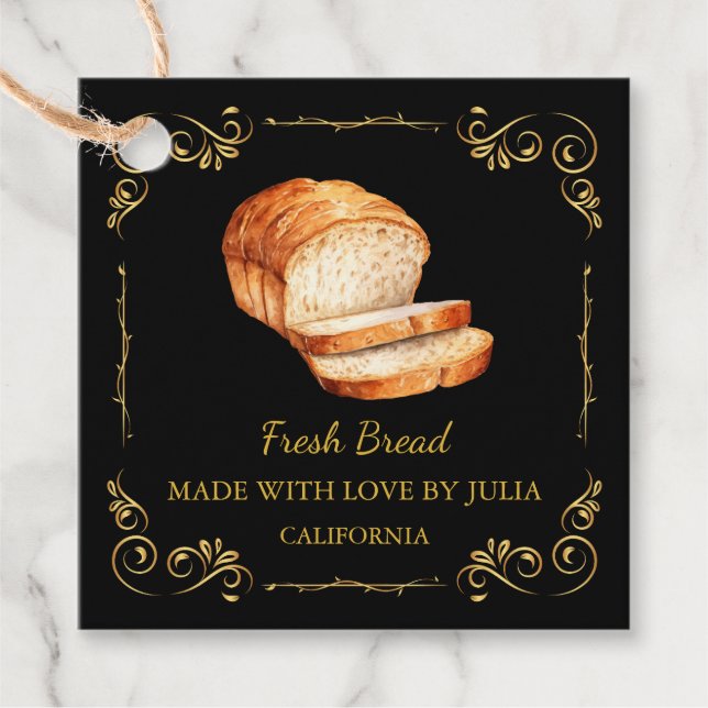 Vintage Homemade Fresh Bread Square Hang Tag (Front)