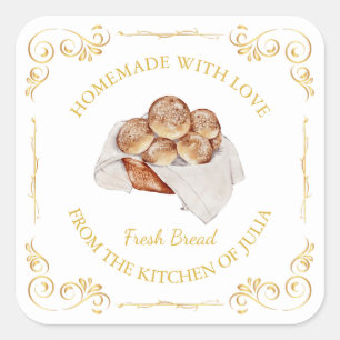 Vintage Homemade Fresh Bread Square Label