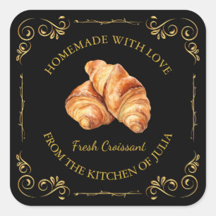 Vintage Homemade Fresh Croissant Square Label