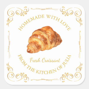Vintage Homemade Fresh Croissant Square Label