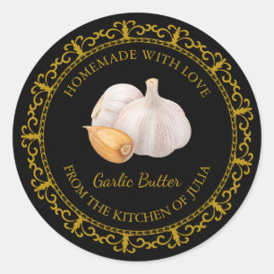 Vintage Homemade Garlic Butter Label l Black