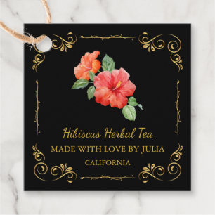 Vintage Homemade Hibiscus Tea Square Hang Tag