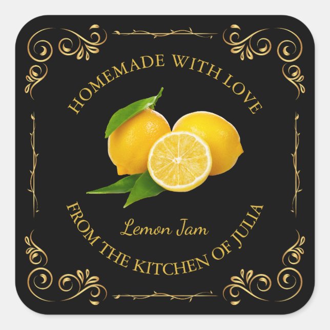 Vintage Homemade Lemon Jam Square Label (Front)
