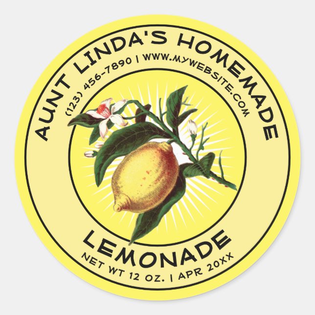 Vintage Homemade Lemonade Label Template (Front)