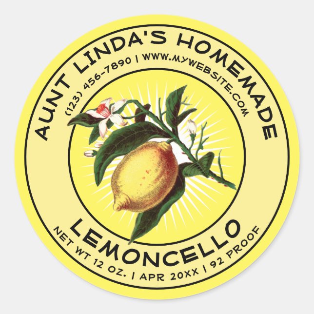 Vintage Homemade Lemoncello Label Template (Front)