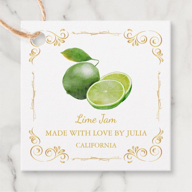 Vintage Homemade Lime Jam Square Hang Tag (Front)