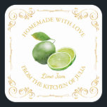 Vintage Homemade Lime Jam Square Label<br><div class="desc">Special for you!</div>