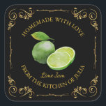 Vintage Homemade Lime Jam Square Label<br><div class="desc">Special for you!</div>
