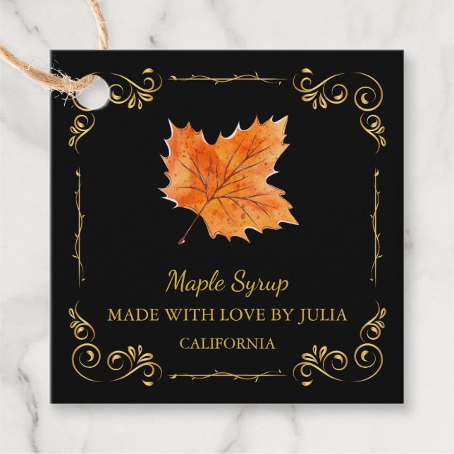 Vintage Homemade Maple Syrup Square Hang Tag (Front)