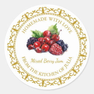 Vintage Homemade Mixed Berry Jam Label l White
