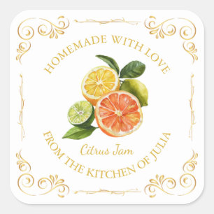 Vintage Homemade Mixed Citrus Jam Square Label