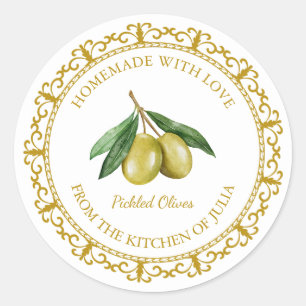 Vintage Homemade Olive Oil / Pickle Label l White