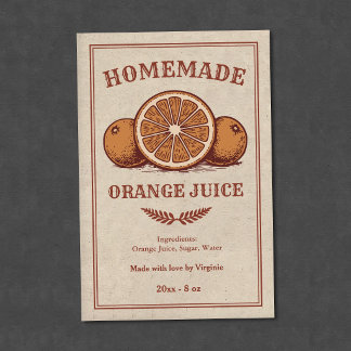 Vintage Homemade Orange Juice Bottle Label Sticker