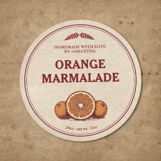 Vintage Homemade Orange Marmalade Label Sticker 