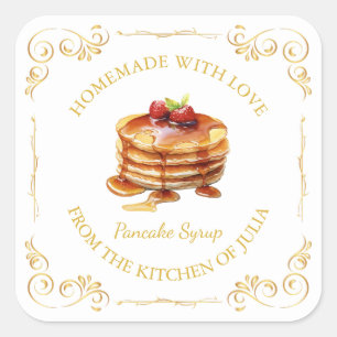 Vintage Homemade Pancake Syrup Square Label