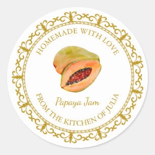 Vintage Homemade Papaya Jam Label l White