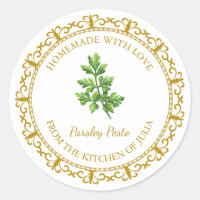 Vintage Homemade Parsley Pesto Label l White