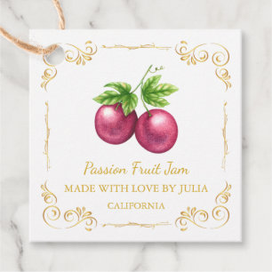 Vintage Homemade Passion Fruit Jam Square Hang Tag