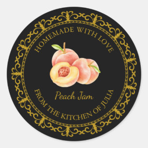 Vintage Homemade Peach Jam Label l Black