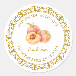 Vintage Homemade Peach Jam Label l White