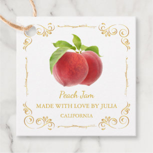 Vintage Homemade Peach Jam Square Hang Tag