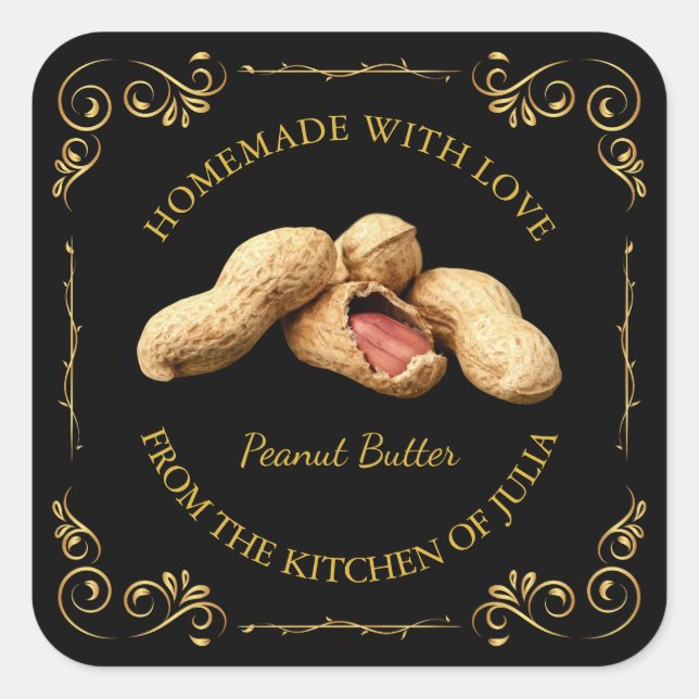 Vintage Homemade Peanut Butter Square Label (Front)