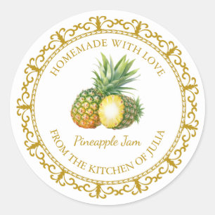 Vintage Homemade Pineapple Jam Label l White