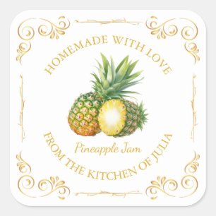 Vintage Homemade Pineapple Jam Square Label