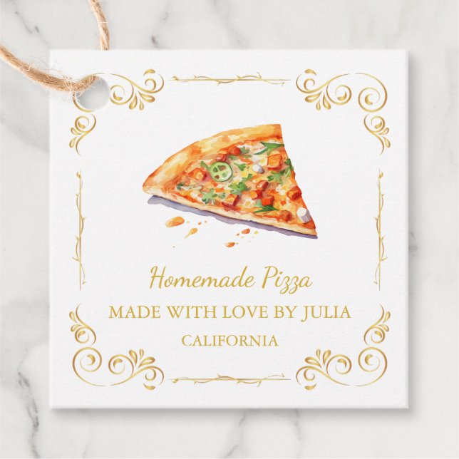 Vintage Homemade Pizza Square Hang Tag (Front)