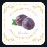Vintage Homemade Plum Jam Square Label<br><div class="desc">Special for you!</div>