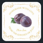 Vintage Homemade Plum Jam Square Label<br><div class="desc">Special for you!</div>