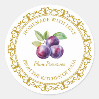 Vintage Homemade Plum Preserves Label l White