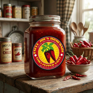 Vintage Homemade Red Chilli Pepper Sauce Classic Round Sticker