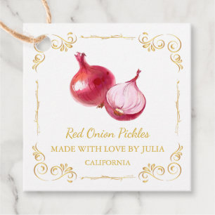Vintage Homemade Red Onion Pickle Square Hang Tag